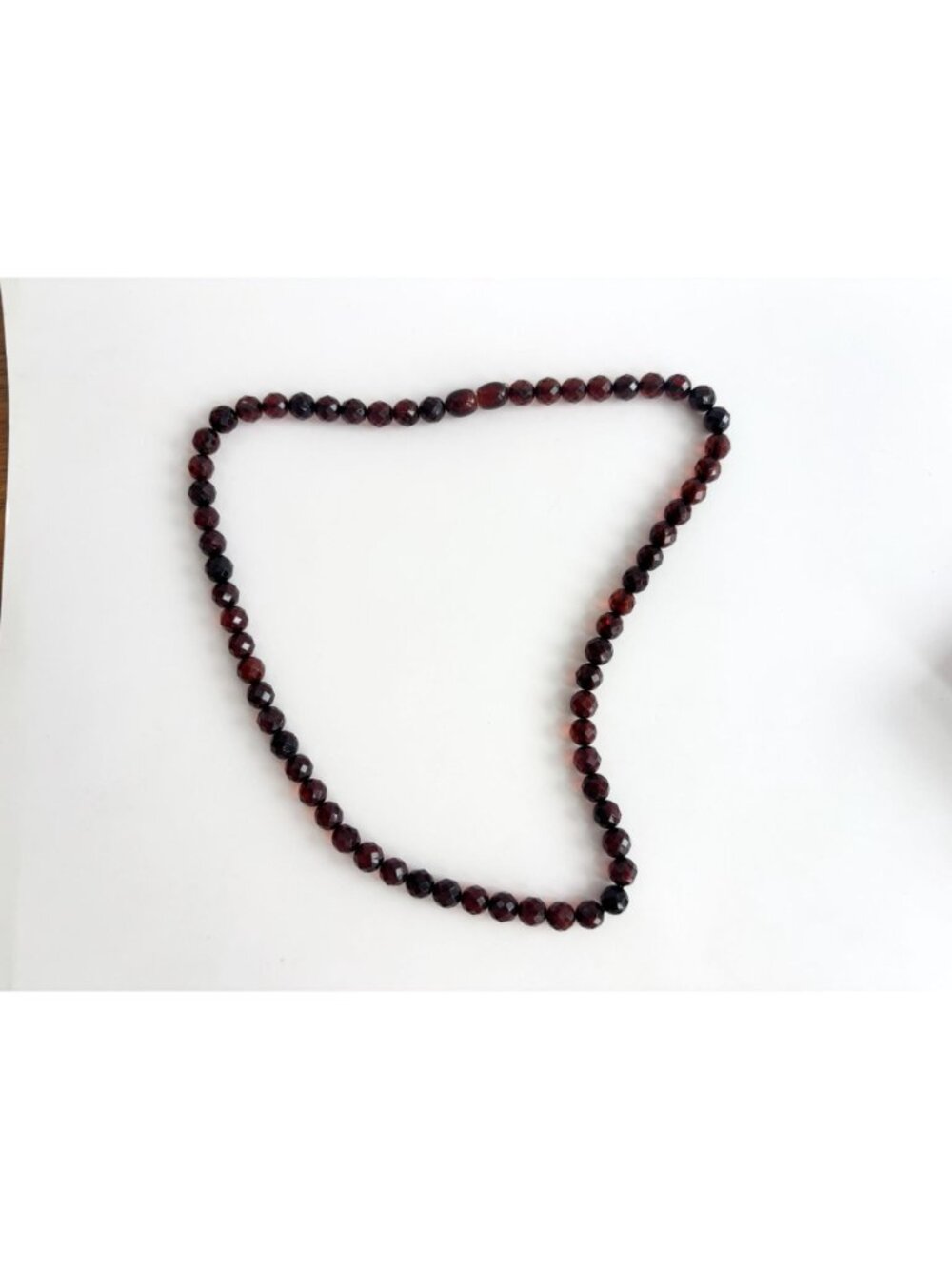 Round Faceted Round Amber Stone Vintage Art Deco Necklace - 17" - Picture 11 of 12